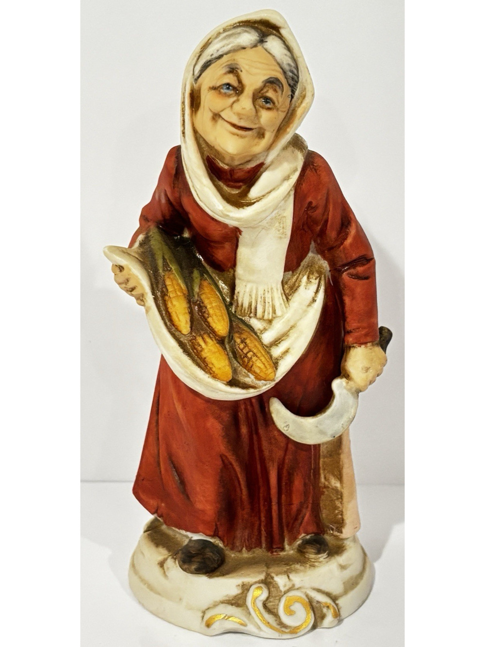 Vintage Napcoware Porcellane D'Arte Old Lady Figurine Corn Sickle C-8552 Japan